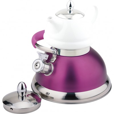 arabic  turkish whistling kettle double stainless steel and Ceramic porcelain tea pot set