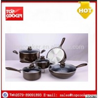 aluminum pressed non-stick domo cookware set with spiral bottom