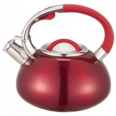 2.5/3/3.5L red color oval shape Body Stationary Handle Stainless Steel teapot tea Whistling Kettle